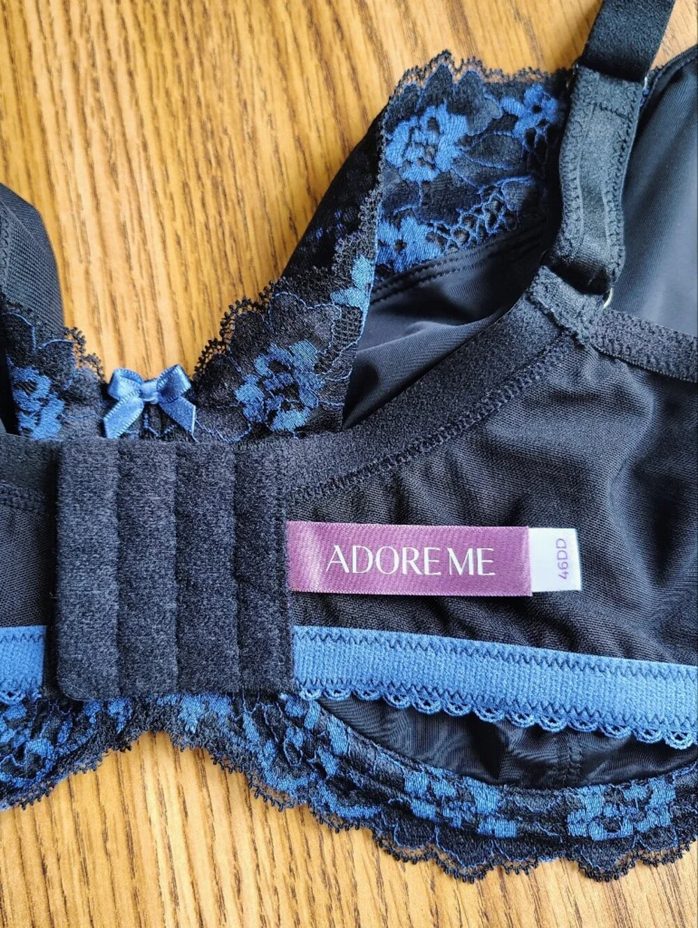 Adore Me Zita unlined breathable bra Lace Floral blue and black size 46DD - Picture 11 of 16